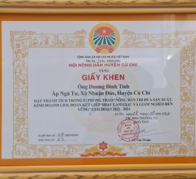 GIẤY KHEN DO HỘI NÔNG DÂN HUYỆN CỦ CHI TRAO TẶNG NĂM 2024